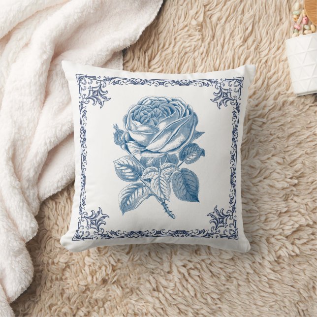 Blau-Rose Kissen (Decke)