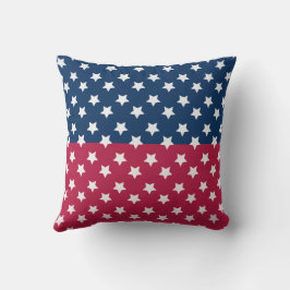 Blau-Rot-Block mit weißen Sternen Kissen
