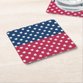 Blau-Rot-Block mit weißen Sternen Rechteckiger Pappuntersetzer
