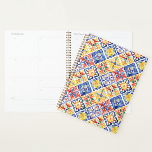 Blau Rot Gelb Floral Abstract Cinco de Mayo Planer