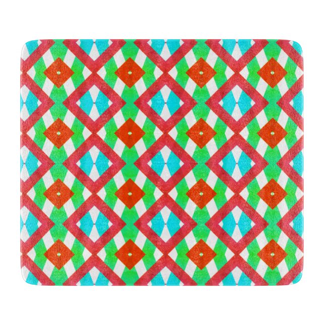 Blau, rot-grüner Frühling/Osterdiamant Schneidebrett (Vorderseite)