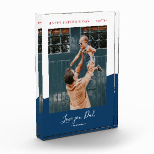 Blau & Rot   Modernes Vatertags-Foto-Geschenk Fotoblock