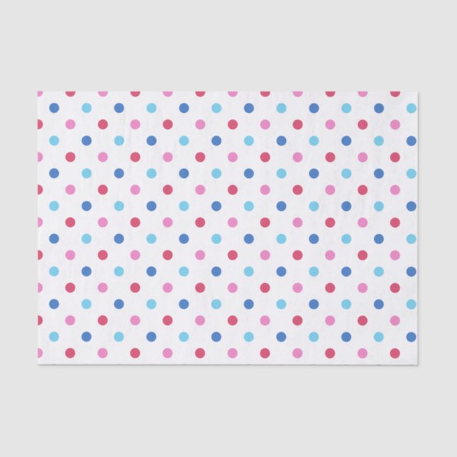 Blau, Rot, Pink Polka Dot Seidenpapier (Vorderseite)