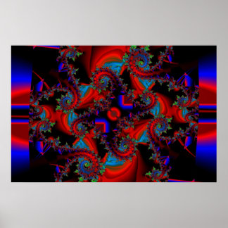 Blau Rot und Grün kämpfen Poster