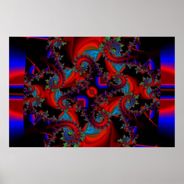 Blau Rot und Grün kämpfen Poster (Vorne)