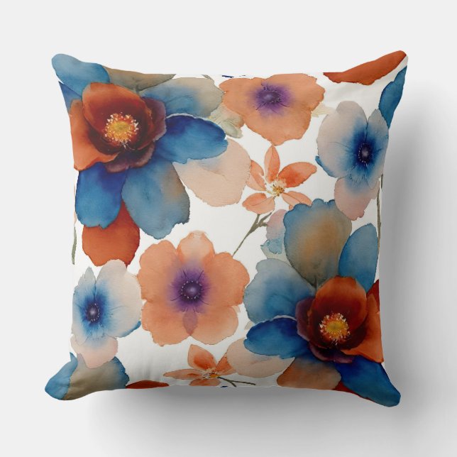 Blau, Rot und Orange Kissen (Vorderseite)