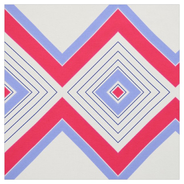 Blau-Rot und Weiß Moderne Druckstoffe Stoff (Muster)