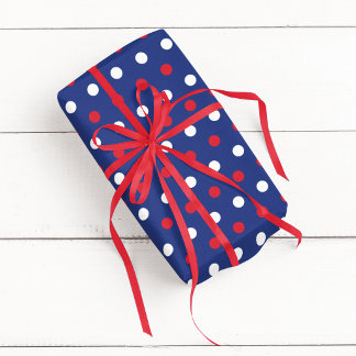 Blau Rot und Weiß Polka-Punkt Geschenkpapier