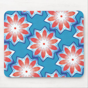 Blau Rot zehn Stuhl Sternkaleidoskop in weich glän Mousepad
