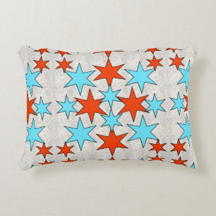 Blau-rote Sternmuster Zierkissen