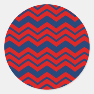 Blau-rotes Chevron-Musterdesign  Runder Aufkleber