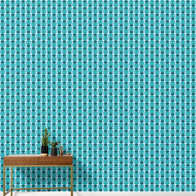 Blau Runde Geometrische Tapete (Korridor)