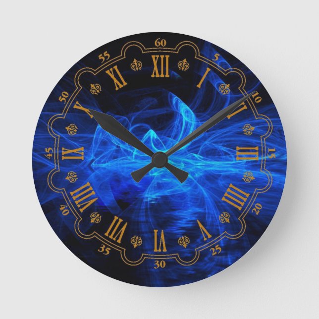 Blau Runde Wanduhr (Vorderseite)