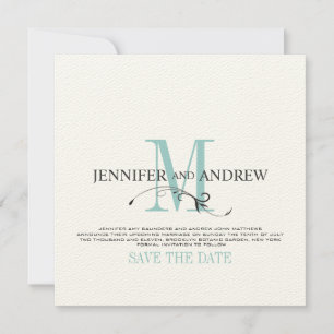 Blau-Save the Date Monogramm-Mitteilung Save The Date