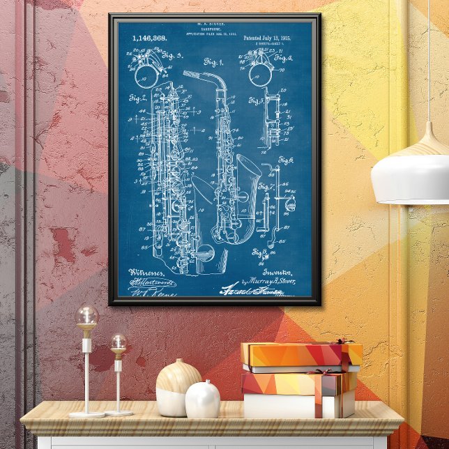 Blau | Saxophon - Patent Poster (Von Creator hochgeladen)