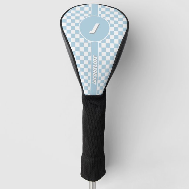 Blau-Schachbrettmuster Golf Head Cover Headcover (Vorderseite)
