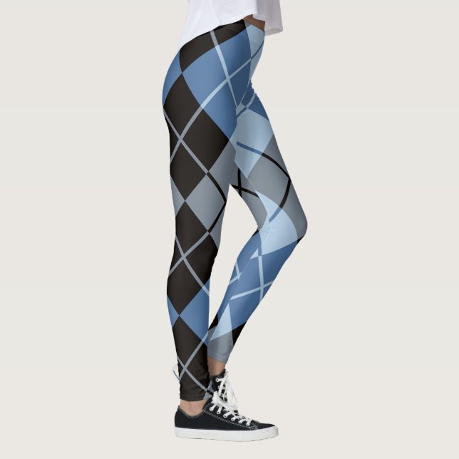 Blau Schwarz Argyle Leggings (Rechts)