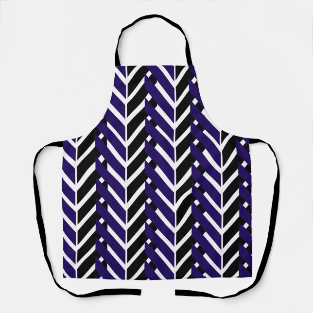 Blau Schwarz Chevron Zickzack  Schürze (Vorderseite)