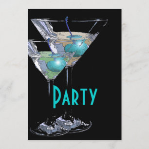 Blau Schwarz elegantes formales Party Einladung