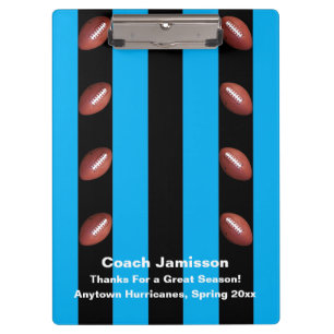 Blau-Schwarz gestreift, Football-Trainer, Name Klemmbrett