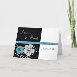 Blau-Schwarz-Hibiskus Save the Date Ankündigung