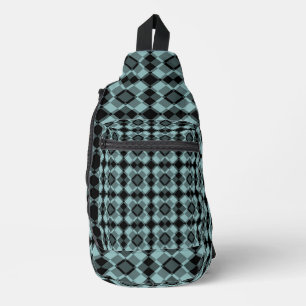 Blau Schwarz Karo-Argyle-Muster Crossbody Bag