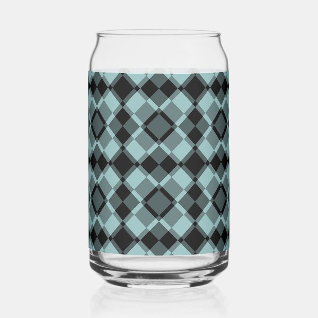 Blau Schwarz Karo Argyle Muster Dosenglas (Vorderseite)