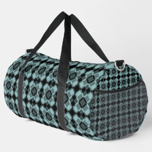 Blau Schwarz Karo Argyle-Muster groß Duffle Bag