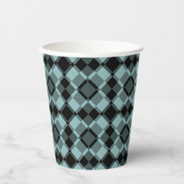 Blau Schwarz Karo Argyle-Muster Pappbecher