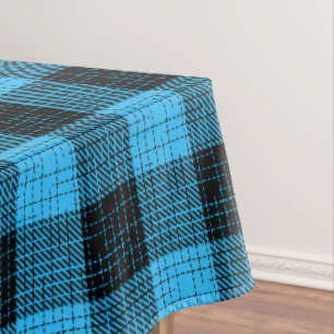 Blau Schwarz Kreuzschachttiertes Büffel-Karo Tischdecke