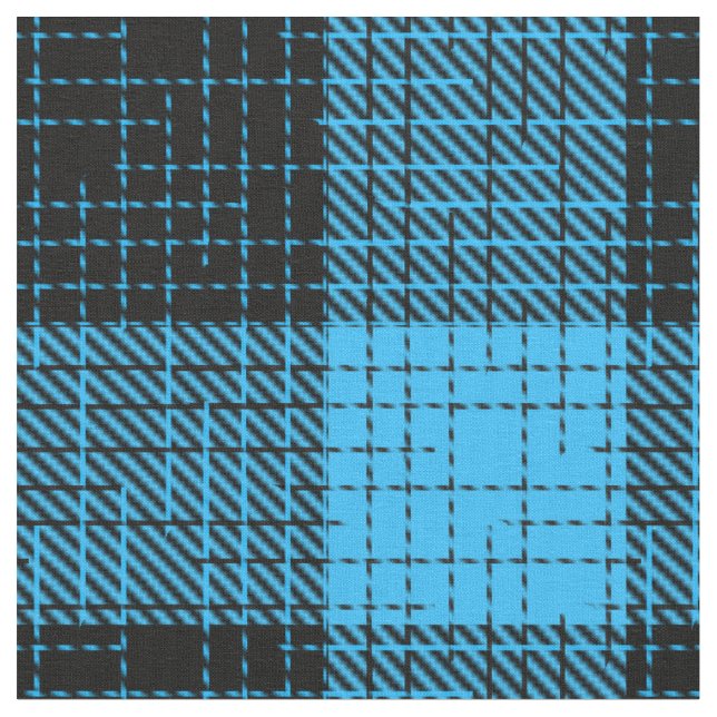 Blau Schwarz Kreuzschraffur Büffel Karo Stoff (Nahaufnahme)