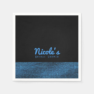 Blau & Schwarz Moderne Glamour Pailletten Elegant Serviette