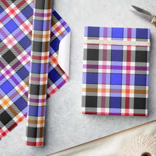 Blau Schwarz Multicolor Flanell Kariert Tartan Geschenkpapier