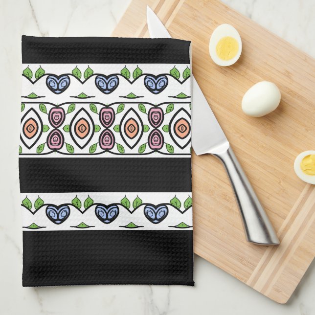 Blau, schwarz, rosa, orange geschirrtuch (Viertel Falte)