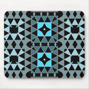 Blau & Schwarz Trendy Op Art Geometric Muster Mousepad