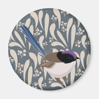 Blau, Schwarz und Lila Fairy Wren Magnet