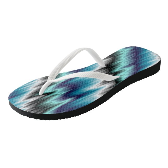 Blau, schwarz und weiß abstrakt flip flops (Schrägansicht)