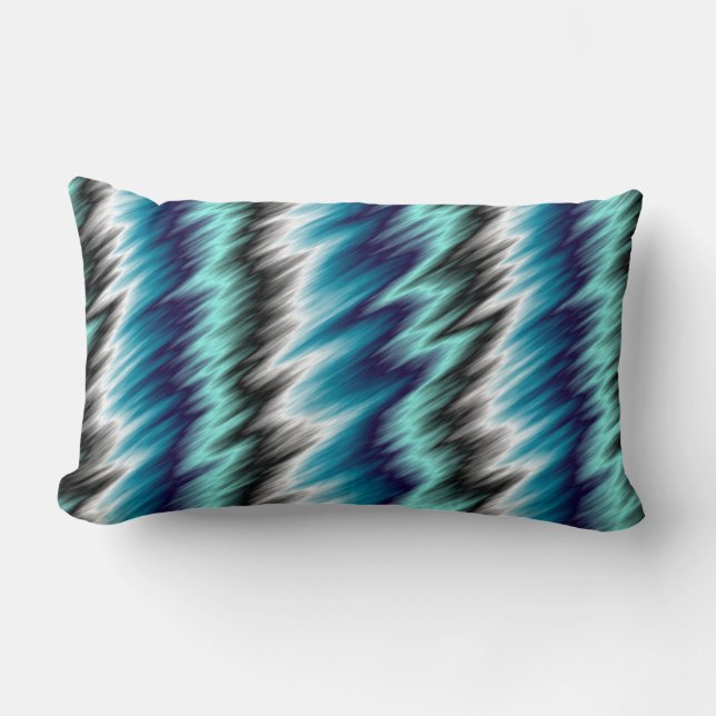 Blau, schwarz und weiß abstrakt lendenkissen (Vorderseite)