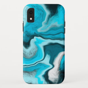 Blau, Schwarz und Weiß-Marmor-Fluid Art Case-Mate iPhone Hülle