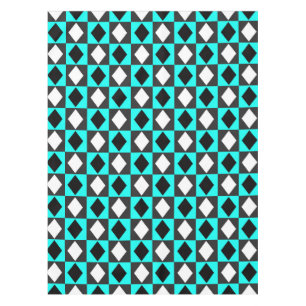 Blau Schwarz Weiß Geometrischer Rhombus Diamant Tischdecke