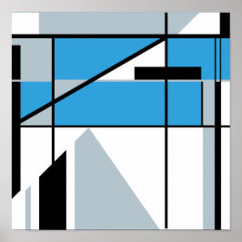 Blau Schwarz Weiß MCM-ähnliches geometrisches Desi Poster