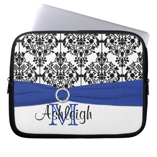 Blau Schwarz-weiß mit IMITAT Ribbon Laptop Sleeve (Vorderseite)