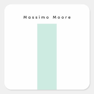 Blau Schwarz Weiß Schlicht Elegant Eigener Name Quadratischer Aufkleber