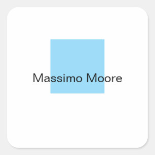 Blau Schwarz Weiß Schlicht Elegant Eigenname Quadratischer Aufkleber