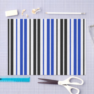 Blau Schwarz Weiß Streifen Muster Design Seidenpapier