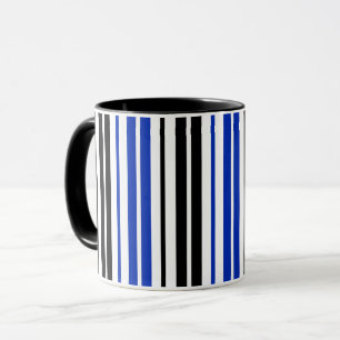 Blau Schwarz Weiß Streifen Muster Design  Tasse