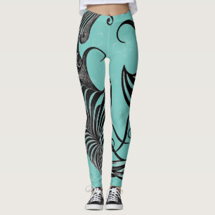 Blau-schwarze Orca Streifen Leggings