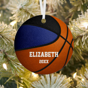 blau schwarze Teamfarben Mädchen Jungen Basketball Ornament Aus Metall