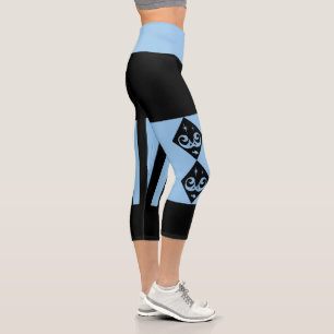 Blau, Schwarzer Ozean und Sterne Harlequin Design Capri Leggings
