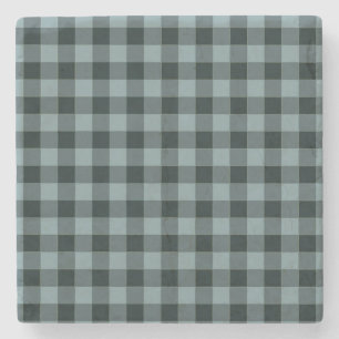 Blau-schwarzes Gingham-Karomuster Steinuntersetzer